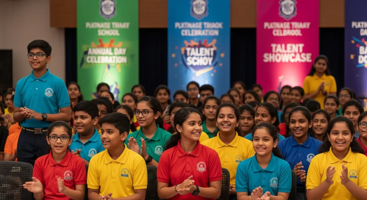 Students wearing school uniforms during talent show and event organized at school